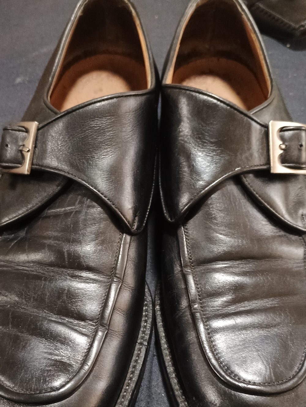Men's Black Leather Monk Strap Dress Shoes (255) 9.5 D